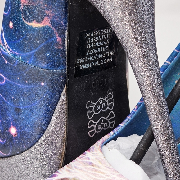 Iron Fist ✦ Unicorn Platform Heels ✦ Graphic Faux Leather Glitter Sole & Round 7 - Picture 9 of 14